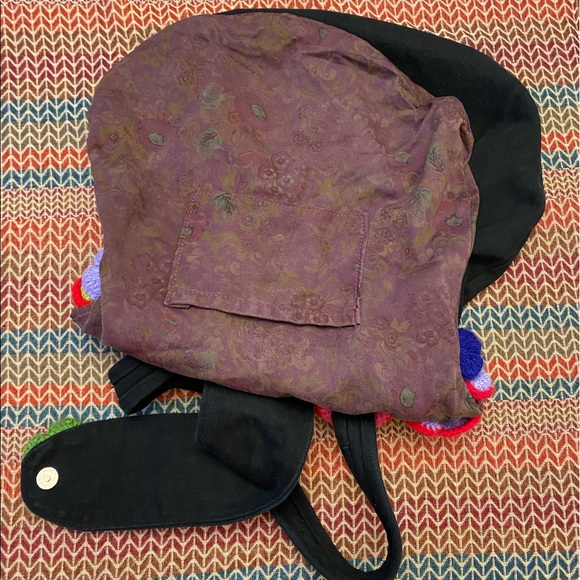 Super Cute Hand Made Unique Crochet Multicolored 3D Floral Black Shoulder Bag - Picture 15 of 15